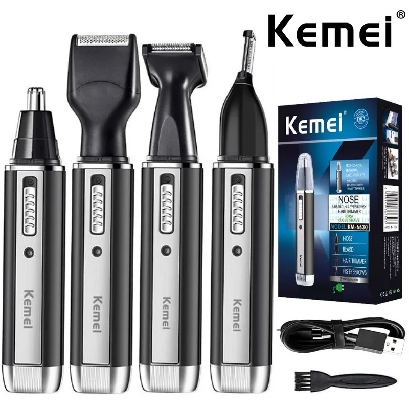 Men'S Grooming Electric Trimmer - Kemei 4 in 1 トリマー男性用電動鼻と耳トリマー充電式トリマー毛ひげ鼻と耳クリーナーグルーミングセット