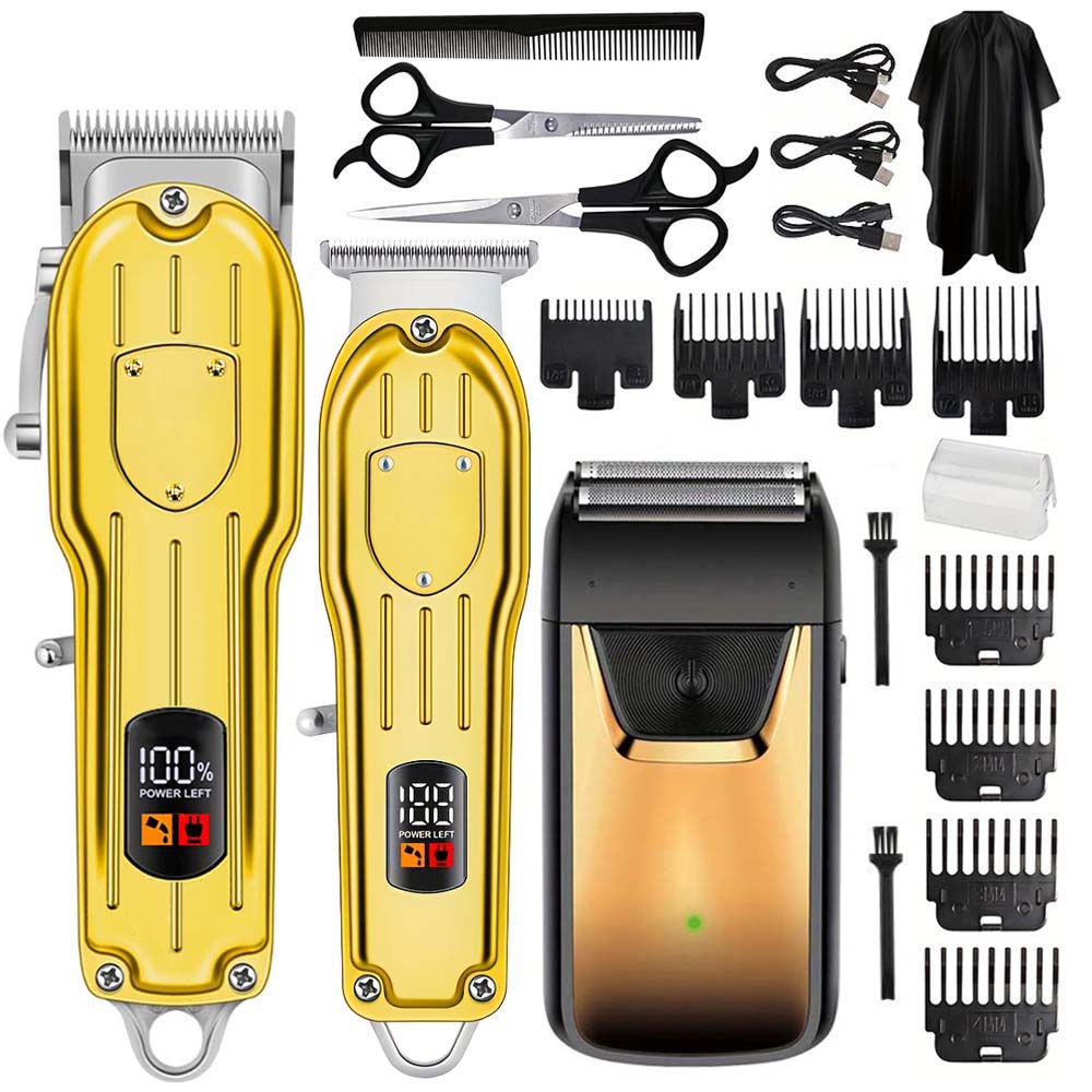 Men'S Grooming Electric Trimmer - LCDディスプレイ付きプロフェッショナルヘアクリッパーセット、コードレス髭トリマー＆フォイルシェーバー（男性用）、USB充電式グルーミングキット（複数のアタッチメントとアクセサリー付き）