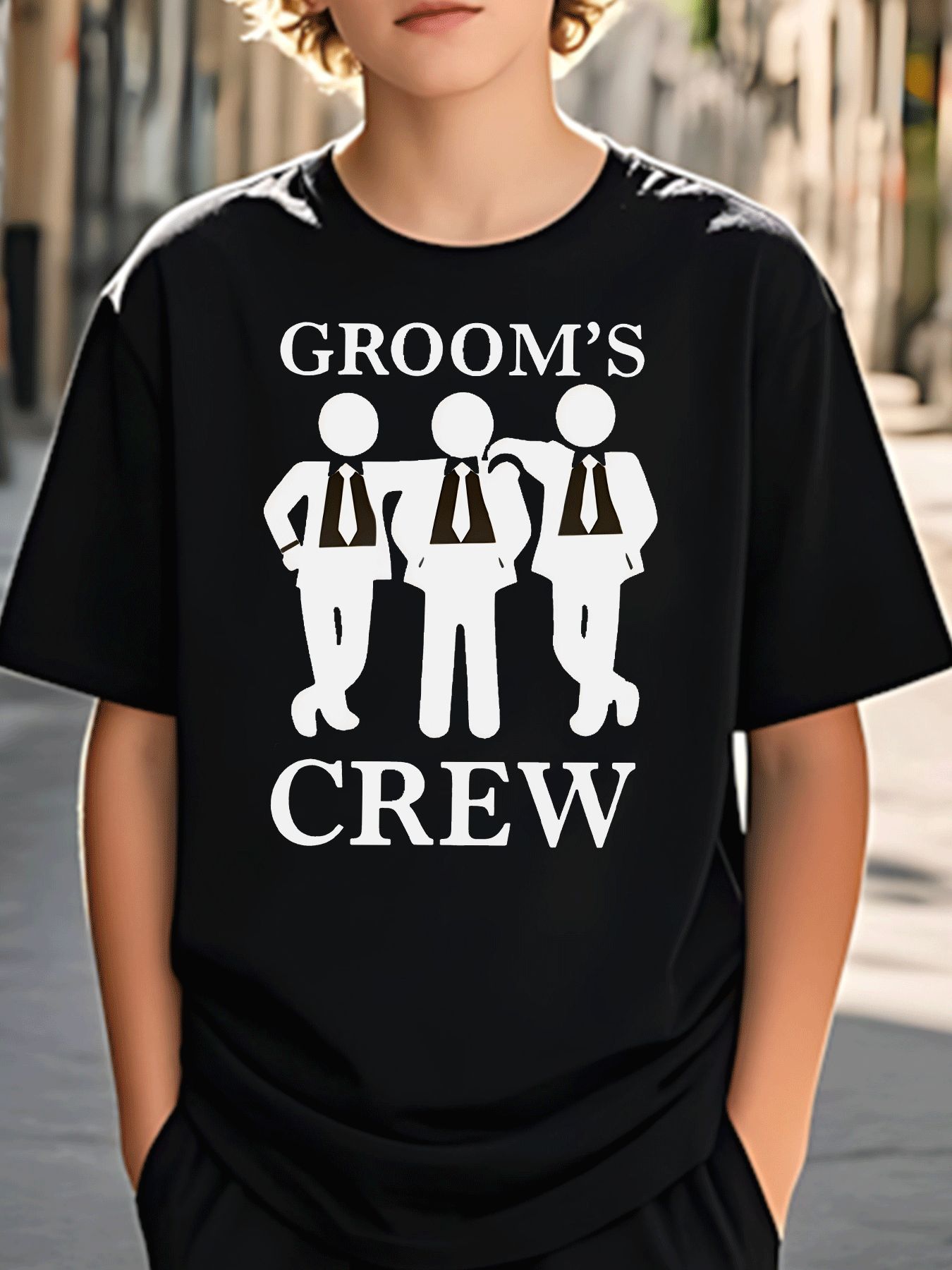 Men'S Grooming Trends - 新郎の従者団結婚式のシルエット家族マッチングコットン Tシャツ半袖サマーティーシャツママ、パパ、男の子、女の子用デイリートップス