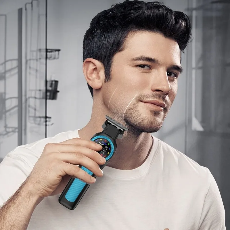 Men'S Grooming Barbershop - プロの電気バリカン理髪店サロンコードレスヘアトリマー男性ひげトリムヘアカットグルーミングツール液晶画面