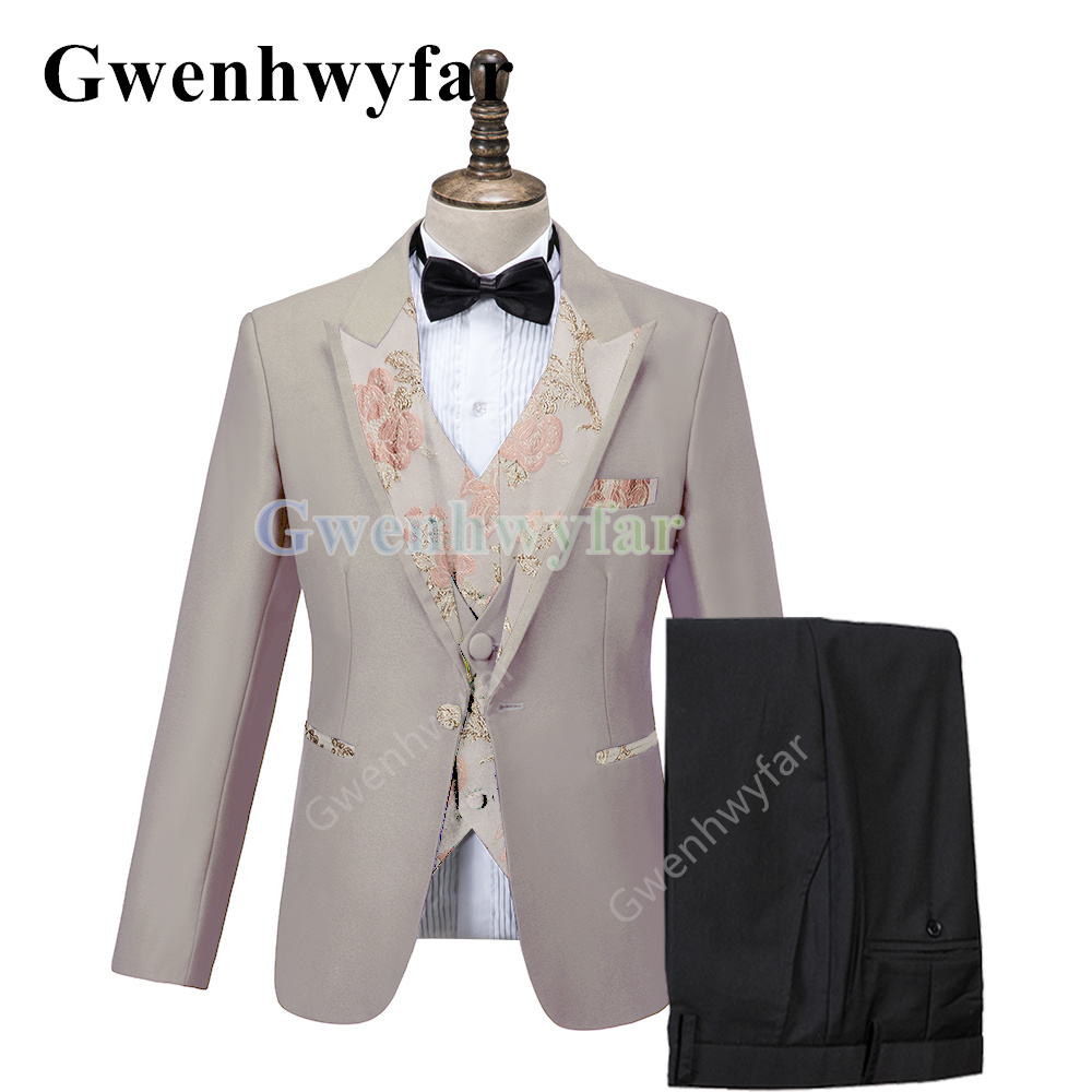 Men'S Grooming Trends - Gwenhwyfar-新郎のためのスリーピースのタキシード,カスタムウエディングのパーティージャケット,ベージュのブレザー,スリムなベスト,デザインのベスト,流行のスーツ,新しいスタイル