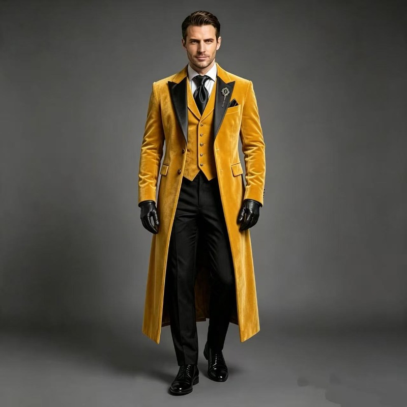 ヴィンテージ風エクストラロングベルベットスーツ メンズ用 3 - X Men Grooming のレビューと価格