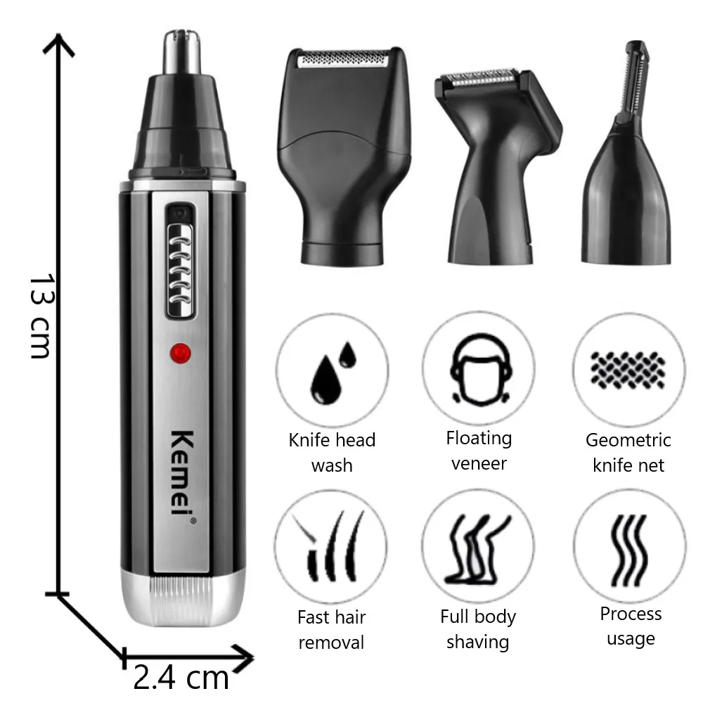Kemei 4 in 1 トリマー男性用電動鼻と耳トリマー充 - Men'S Grooming Electric Trimmer のレビューと価格