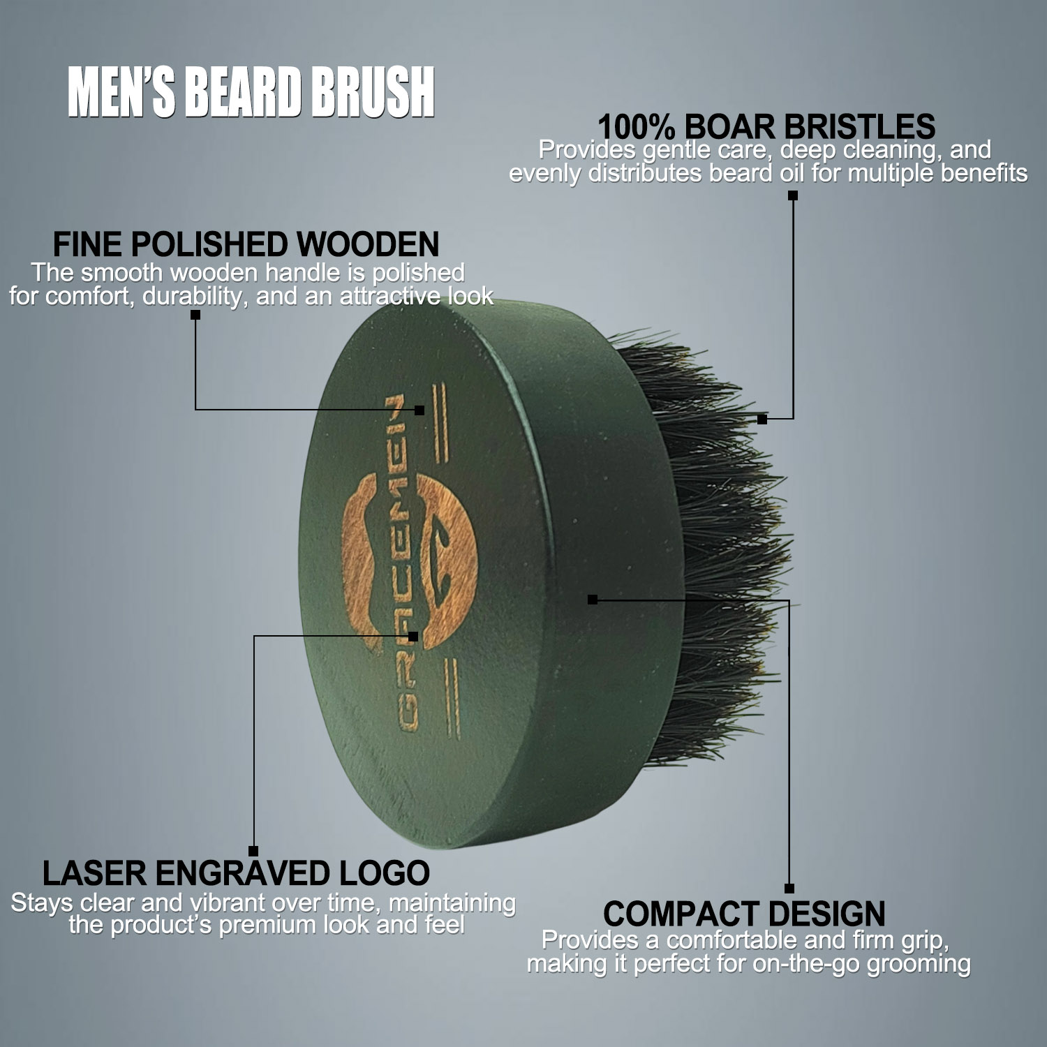男性用丸型ひげブラシ – 100%天然猪毛、木製ハンドルの顔 - Men'S Grooming Product のレビューと価格