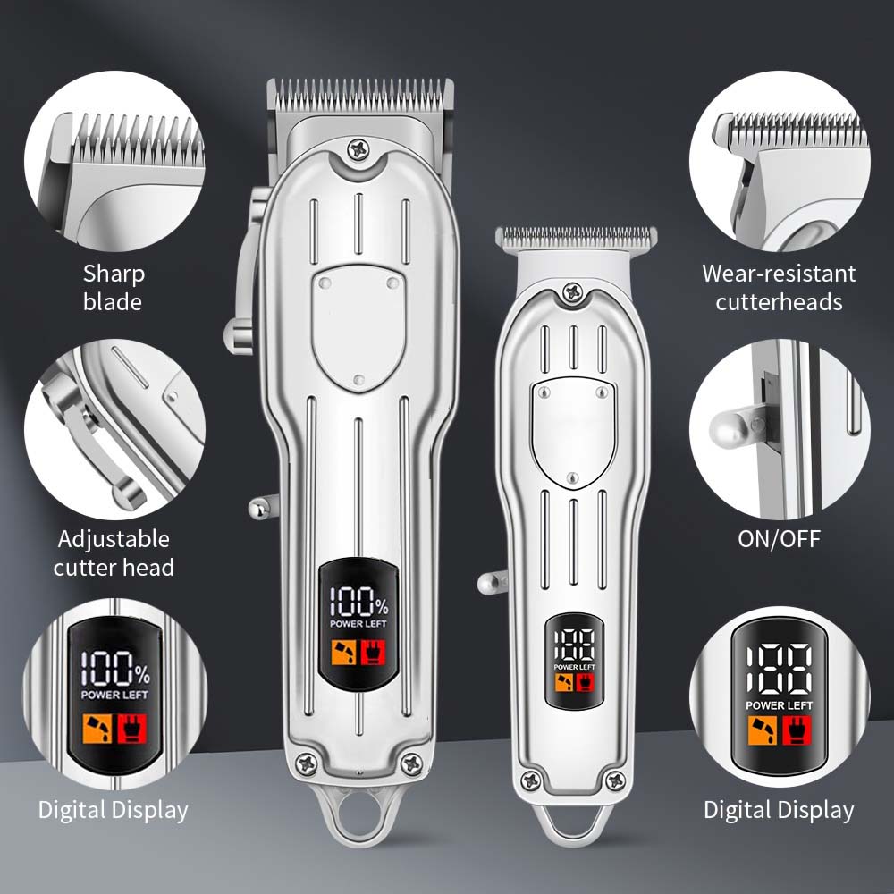 LCDディスプレイ付きプロフェッショナルヘアクリッパーセット - Men'S Grooming Electric Trimmer のレビューと価格