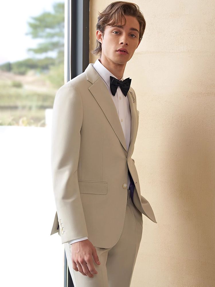 メンズスーツセット高級ベージュカーキブレザーパンツ結婚式新郎 - Young Men'S Grooming のレビューと価格
