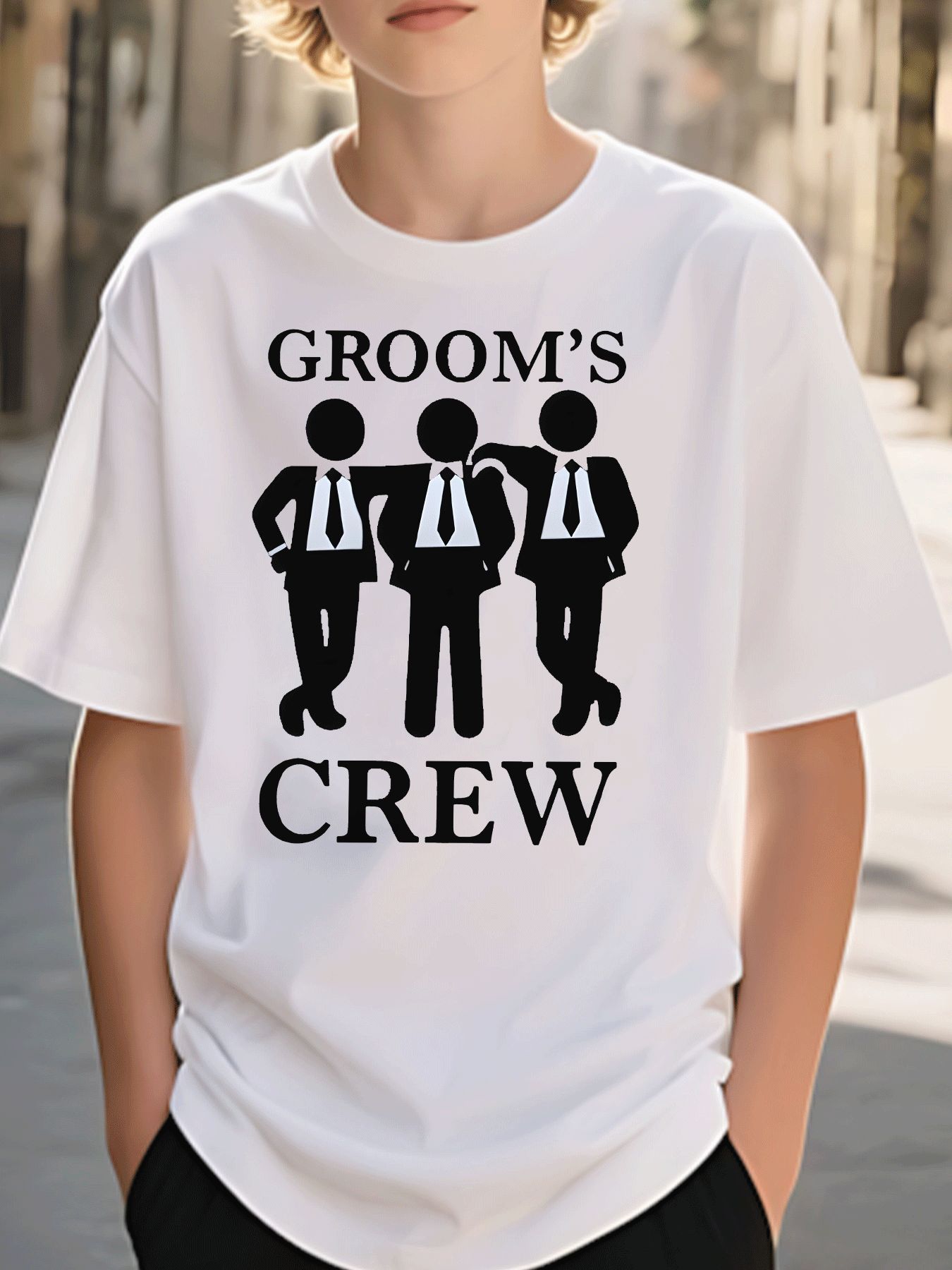 新郎の従者団結婚式のシルエット家族マッチングコットン Tシャ - Men'S Grooming Trends のレビューと価格