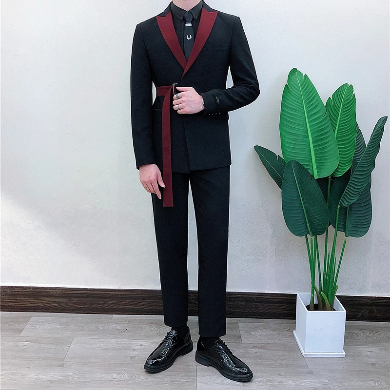 ファッショナブルなスリムフィットメンズスーツ2ピーススタイリ - Young Men'S Grooming のレビューと価格
