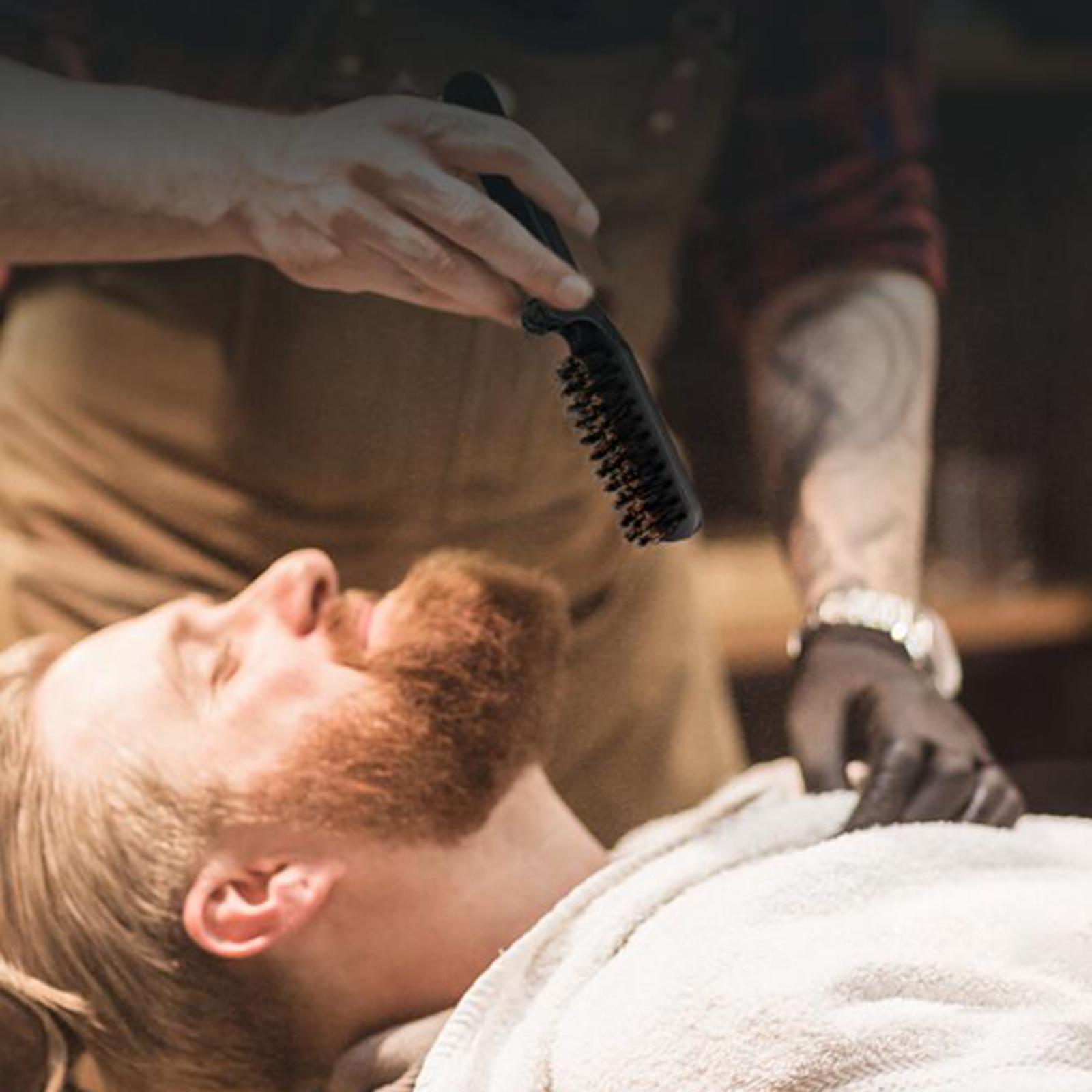 黒のスタイリッシュな髭ブラシ、折りたたみ式のもつれ解消ミニヘ - Men'S Grooming Barbershop のレビューと価格